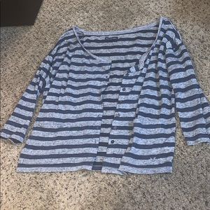 Gray/navy striped cardigan